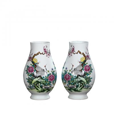 CẶP BÌNH DÁNG GIỎ DÂU HOA HẠC ĐĂNG ĐỐI